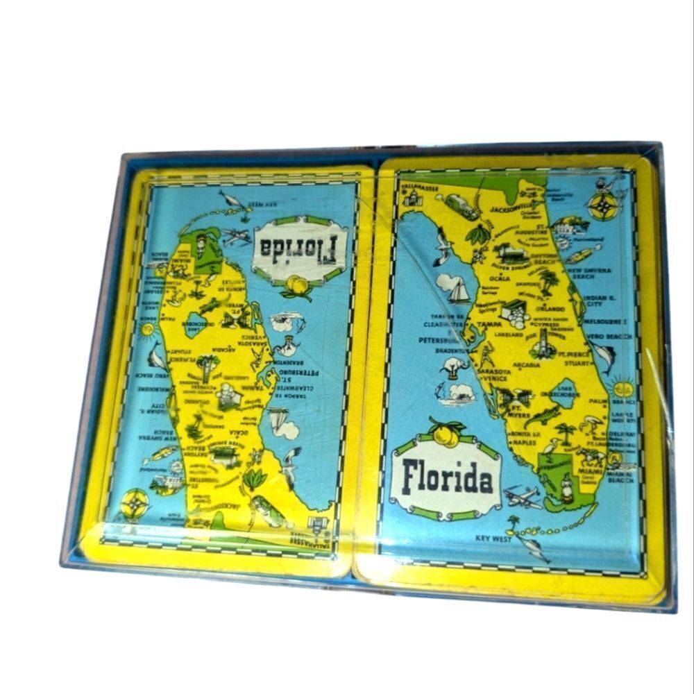 Vintage Florida State card deck with case